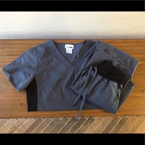 Grey and black stretch fit scrub set